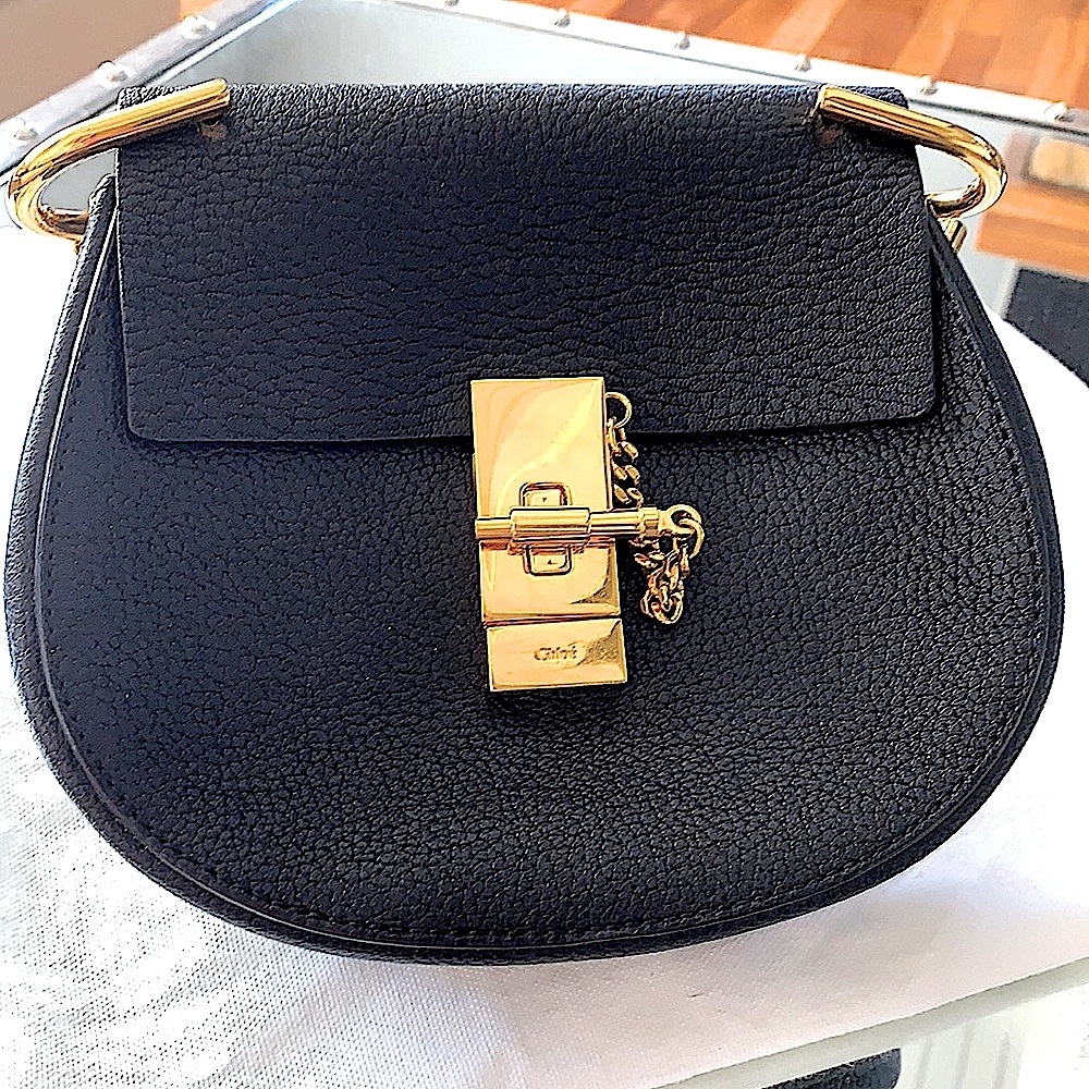 Chloe blk leather cross-body Drew/larger size